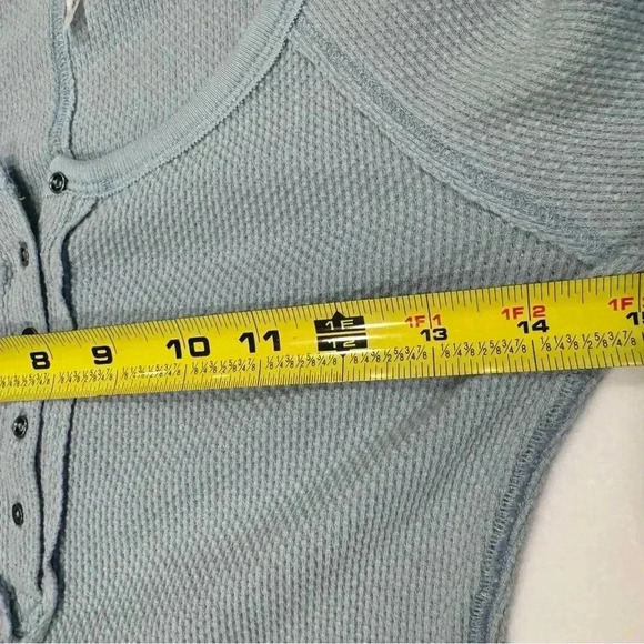 Free People Womens Newbie Ski Lodge Knit Cuff Thermal Henley Top Sz SP Lake Blue - Picture 5 of 11